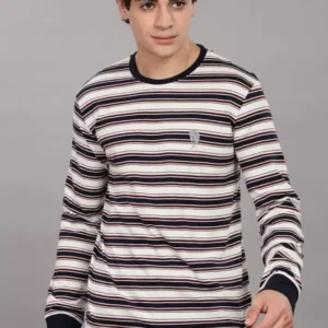 RFS010 || Hoops brown || Round Neck Full Sleeve T-Shirt