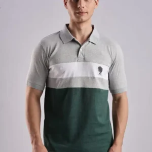 PR3 SS 002 || Green Melange || 100% Cotton Polo T-Shirt