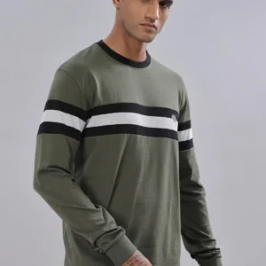 RFS007 || Green & White || Round Neck Full Sleeve T-Shirt