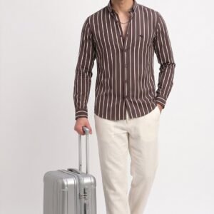 LS005||Brown stripes||Full Sleeve Shirts || 100% Cotton